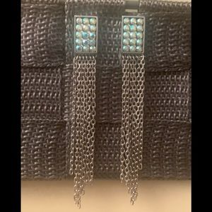 Swarovski chain link blue crystal earrings